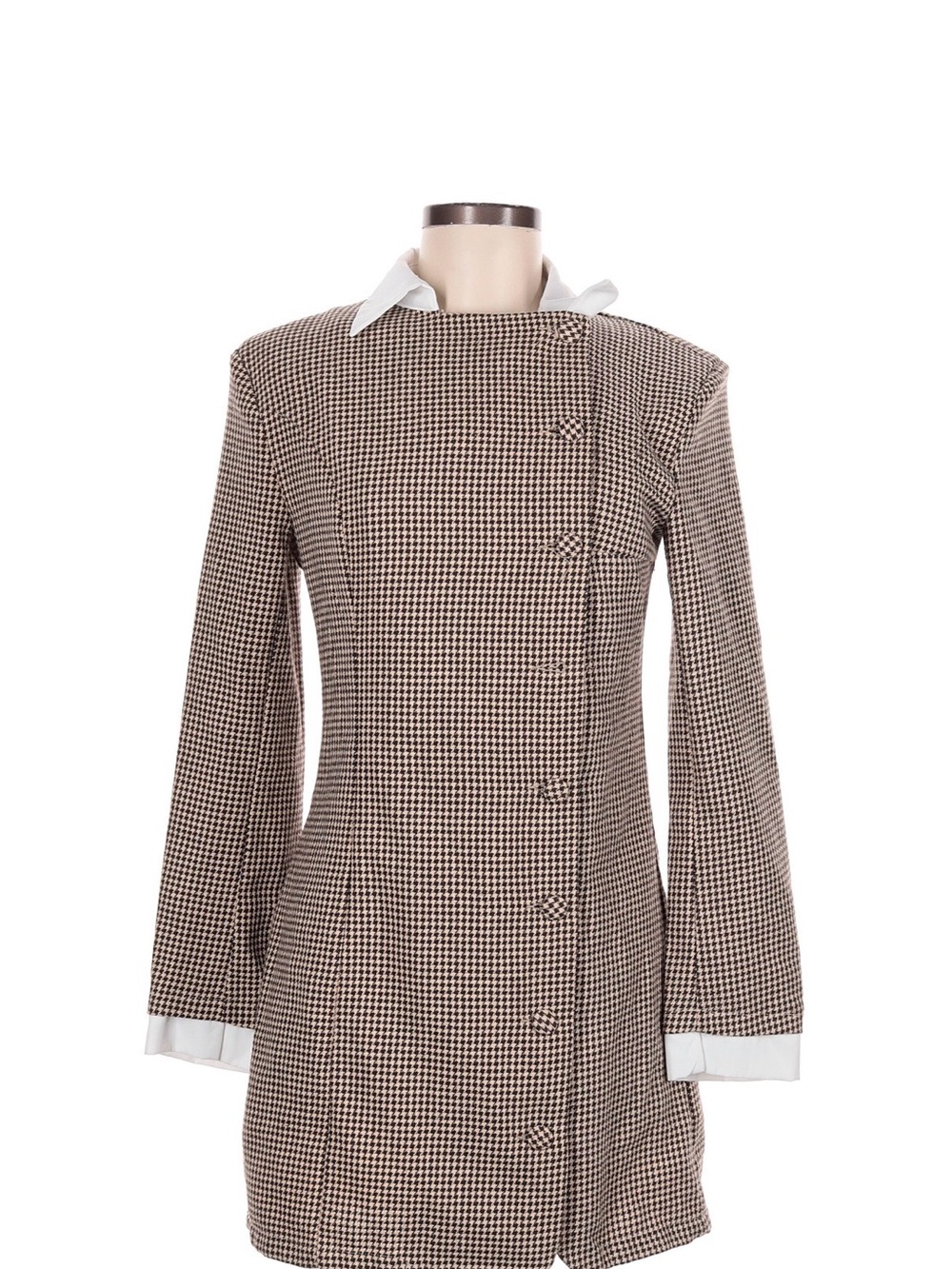 SHEIN Brown Houndstooth Blazer Jacket